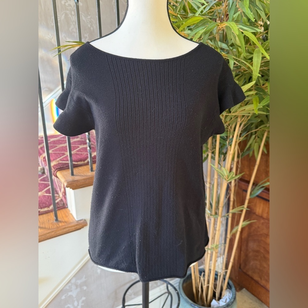 VILA MILANO ladies, large pullover, short sleeve black sweater very good cond - Picture 4 of 12